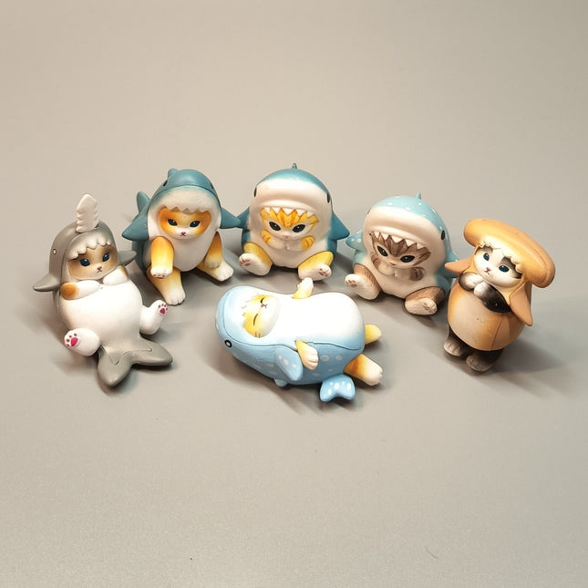 Mofusand Cat in Shark Costume 2" Mini Figures – Lot of 5 (Pre-Owned)