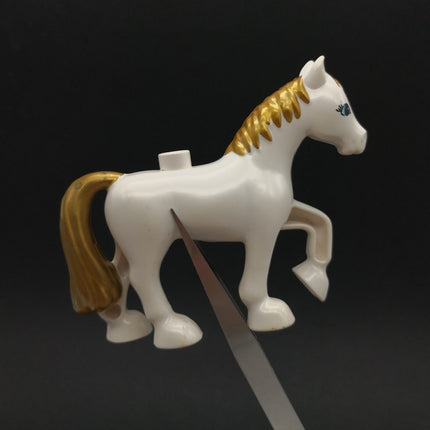 LEGO DUPLO White & Gold Horse Figure – Pony Parts Replacement (Pre-Owned)