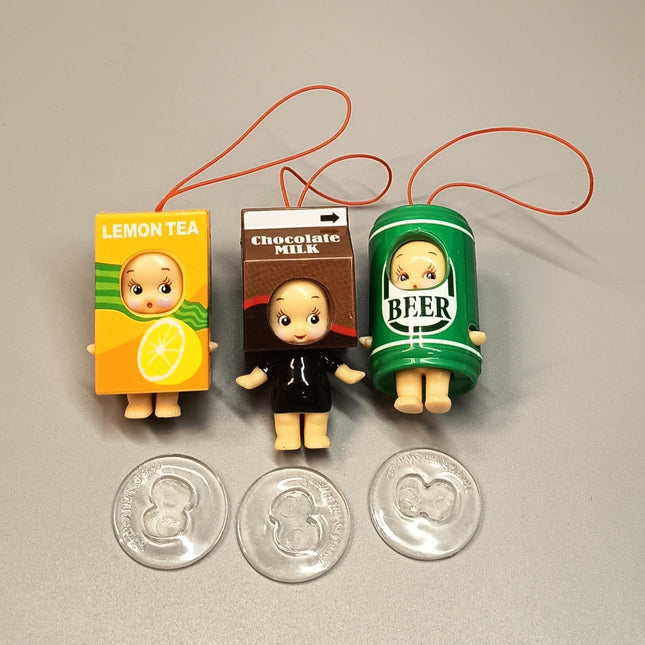 Kewpie Baby x 7-Eleven Lemon Tea Beer Milk – 2" Keychain Lot (Pre-Owned)
