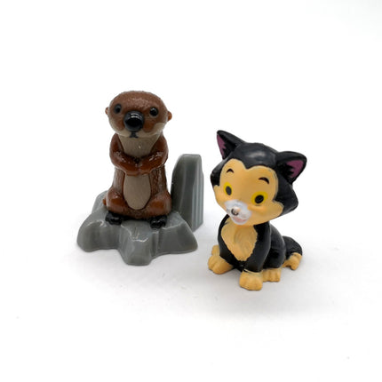 Disney Animal Friends Figaro Cat & Dory's Otter – 1" Figure Lot (Pre-Owned)