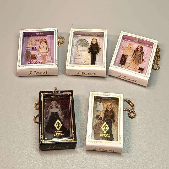 Miniature Licca-chan Doll Box Figures 1.75" Keychain Charms – Lot of 5 (Pre-Owned)
