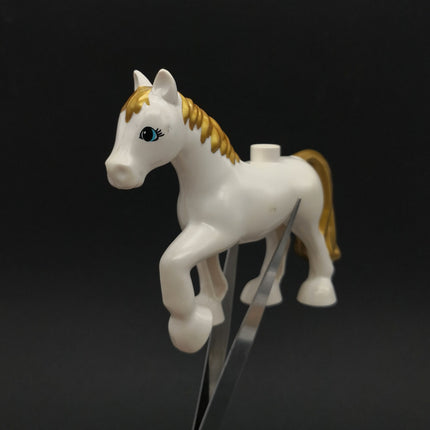 LEGO DUPLO White & Gold Horse Figure – Pony Parts Replacement (Pre-Owned)