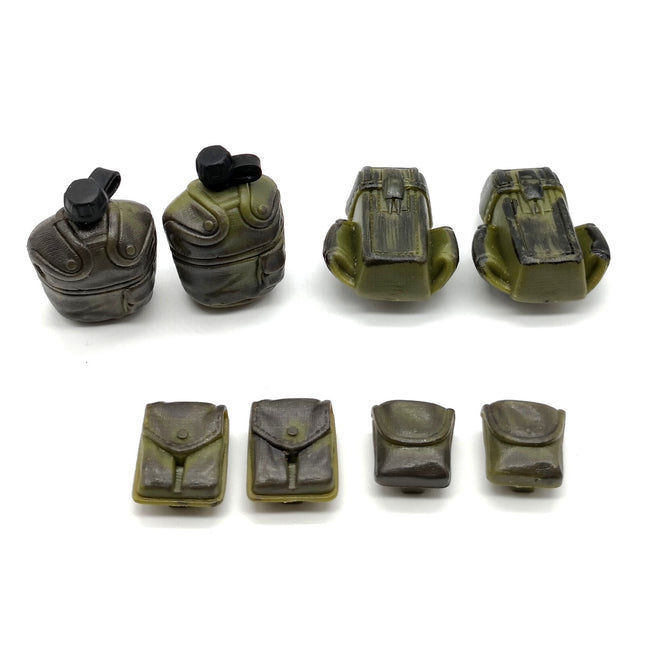 1/6 Scale Lot of 8 Green Pouch & Canteen – Belt Accessories (Pre-Owned)