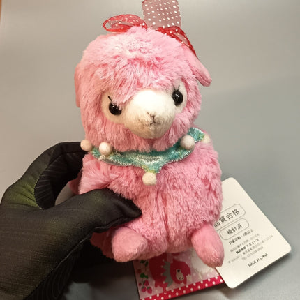 Amuse Baby Alpaca Pink Strawberry Alpacasso 5.5" Plush with Bow (Tagged)