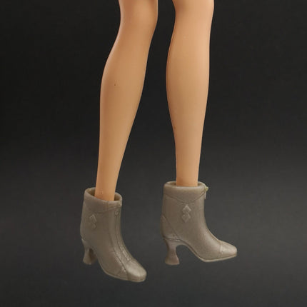 1/6 Scale Female Doll Shoes Gray Short Boots Spool Heel – for 11" 12" Doll (Pre-Owned)