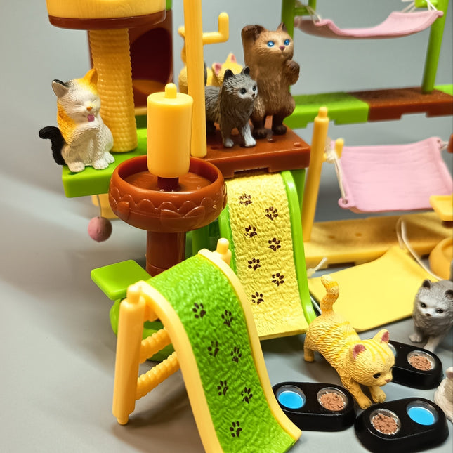 Miniature Kitty Cat Playground DIY Playset – Barbie Dollhouse Pet Figures (Pre-Owned)
