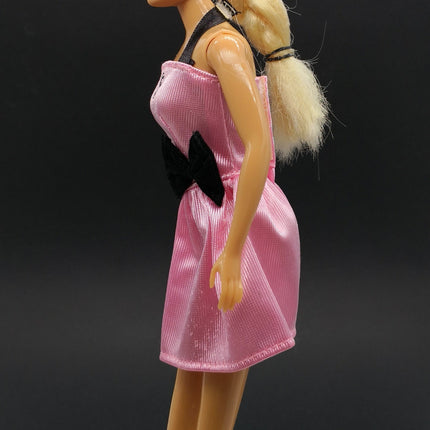 Mattel Barbie 90s Pink Dress with Black Bow – Slim Fit (Pre-Owned)