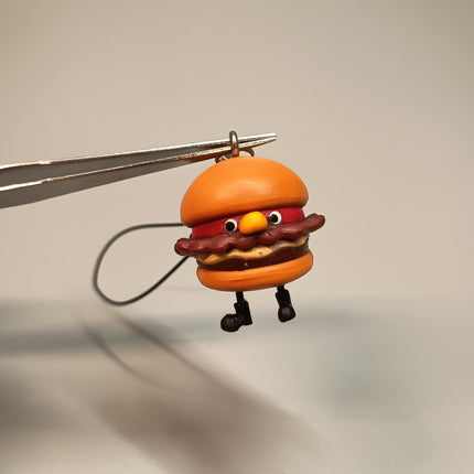 Retired Mos Burger Mossan Burger Mascot – 1" Keychain Charm (Japan, Rare, Pre-Owned)