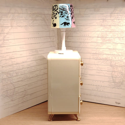 Re-Ment 1:6 Retro Lamp & Dresser with Light – 7" Dollhouse Chest/Nightstand