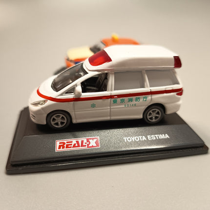 1/72 Real X Toyota Estima MPV & Crown Japan Taxi – Diecast Model w Stand (Pre-Owned)