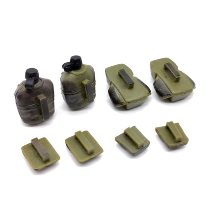 1/6 Scale Lot of 8 Green Pouch & Canteen – Belt Accessories (Pre-Owned)