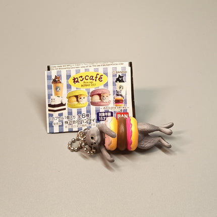 Miniature Gray Kitty Cat with Donuts 2.25" Keychain Charm – Dollhouse Toy (Pre-Owned)