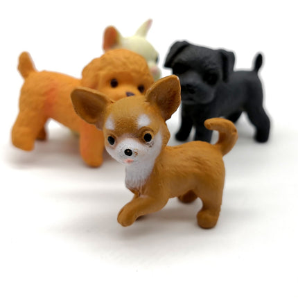 Lot of 4 Miniature Puppies – 1" Figure (Chihuahua Poodle, Pre-Owned)