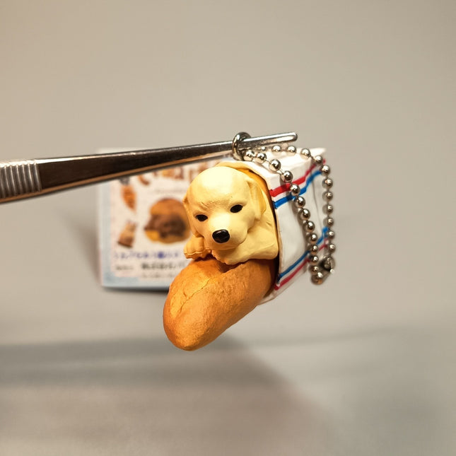 Miniature Labrador Puppy with Baguette 2" Keychain Charm – Dollhouse Toy (Pre-Owned)