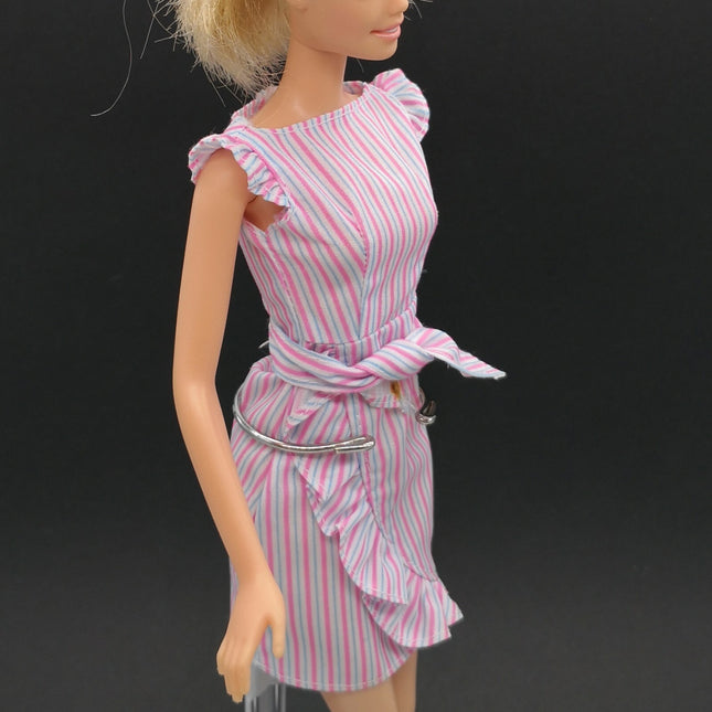 1/6 Scale Blue Pink Stripe Dress – 11" Figure Fashion for Jenny & Barbie (Pre-Owned)