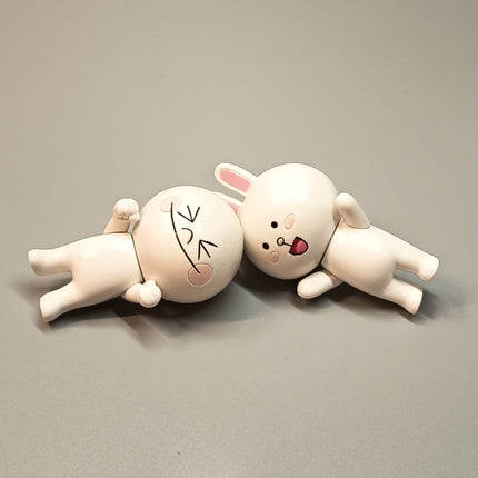 Line Friends Moon & Bunny Cony – 3" Mini Figure Collectible (T-arts, Pre-Owned)