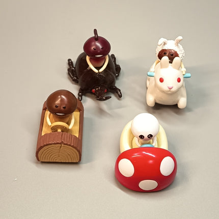 Nameko Mushroom Garden Mushroom Driving – Lot of 4 Pull Back Cars (Re-ment, Pre-Owned)