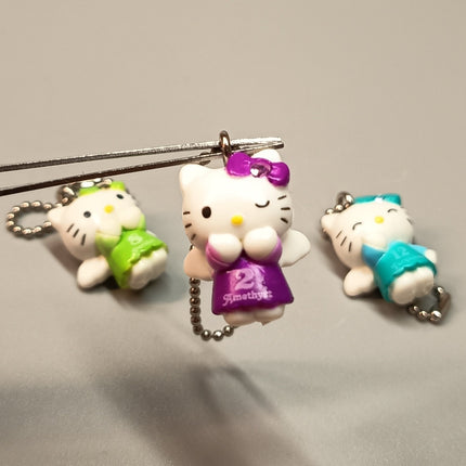 Sanrio Angel Hello Kitty Birth Stone Mascots – Lot of 3 Keychains (Pre-Owned)