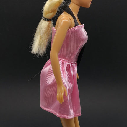 Mattel Barbie 90s Pink Dress with Black Bow – Slim Fit (Pre-Owned)