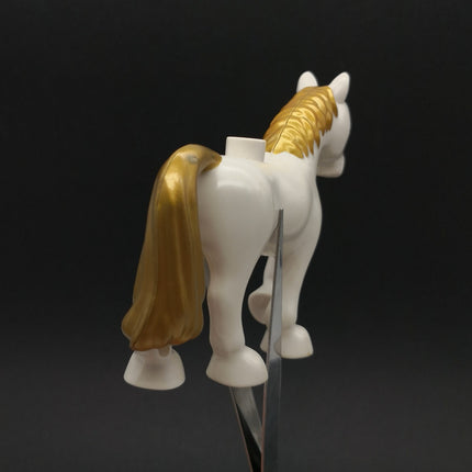 LEGO DUPLO White & Gold Horse Figure – Pony Parts Replacement (Pre-Owned)