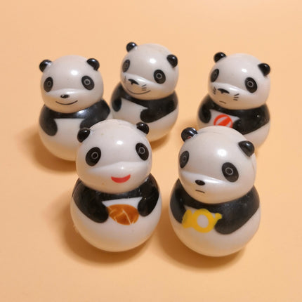 Lot of 5 Panda Family Roly Poly – 1" Bobbles (Taito, Japan, Pre-Owned)