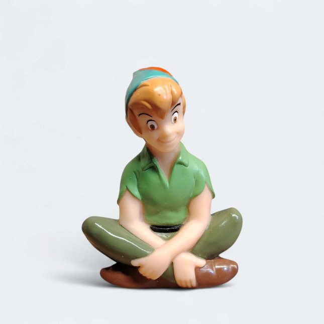 Disney Peter Pan Sitting – 3" Rubber Figure (Bandai 1996, Rare, Pre-Owned)