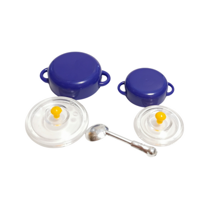 Blue Cooking Stew & Soup Pot Set – Miniature Dollhouse / Barbie Kitchen (Pre-Owned)