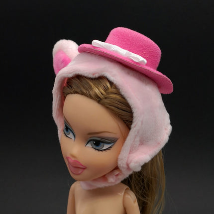Pink Plush Bunny Ears Cape & Hat – Doll Costume for Bratz (Pre-Owned)