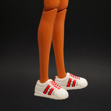 1/6 Scale White Sneakers with Red Stripe – 1993 Flat Foot Barbie (Pre-Owned)