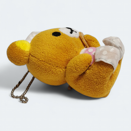 San-X Rilakkuma Brown Bear in Pajamas – 4.5" Plush Keychain (Pre-Owned)
