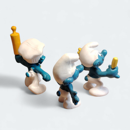 Vintage Smurf Lot of 3 – French Fry & Angry Smurf (West Germany, Pre-Owned)