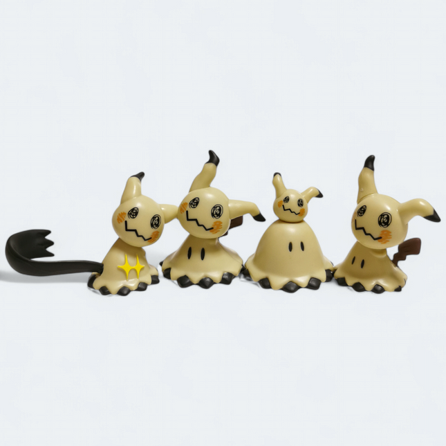 Pokemon Moving Mimikyu 2" Mini Figure – Pull Back Toy Lot of 4 (Bandai, Pre-Owned)
