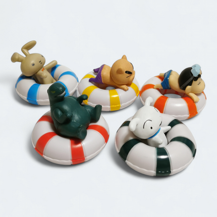 Crayon Shin-Chan PUKA PUKA SWIN FLOATIE 3" Mini Figure Toy SHIRO RABBIT Lot of 5