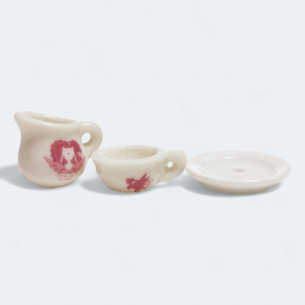 Sailor Moon White Cup & Saucer 0.75" Miniature – Dollhouse Ceramic (Pre-Owned)