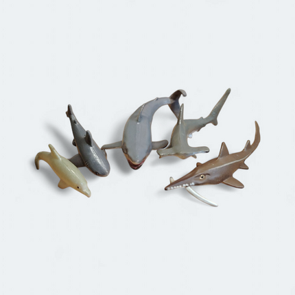 Lot of 5 Mini Sharks & Dolphin – 1–2" Figures Dollhouse Animals (Pre-Owned)