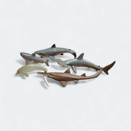 Lot of 5 Mini Sharks & Dolphin – 1–2" Figures Dollhouse Animals (Pre-Owned)