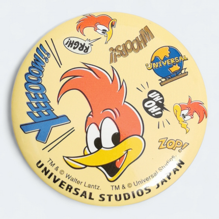 Official Unviersal Studios Japan WOODY WOODPECKER 2.5" BADGE PIN BUTTON New