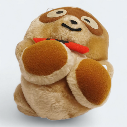 Vintage Sanrio 1991 Pokopon Raccoon – 6" Plush with Strap (Pre-Owned)