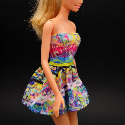 1/6 Scale Barbie Doll Clothes Color Print Skater Dress – Summer Fashion for Jenny (Pre-Owned)
