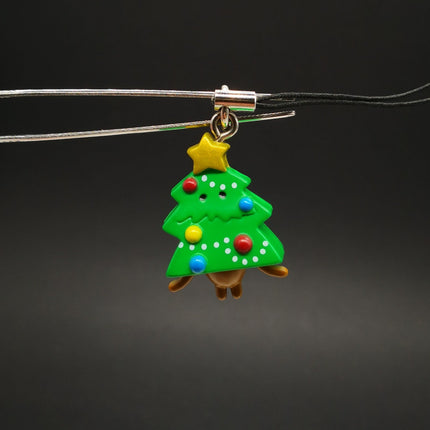 Nameko Mushroom Christmas Tree – 1.5" Keychain Charm (Rare, Pre-Owned)