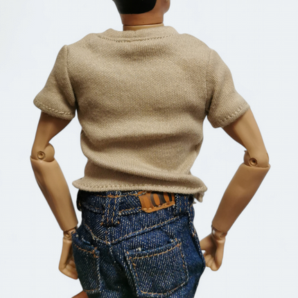 1/6 Scale Male Beige Shirt & Jeans with Black Jacket – for 12" Figure (Pre-Owned)