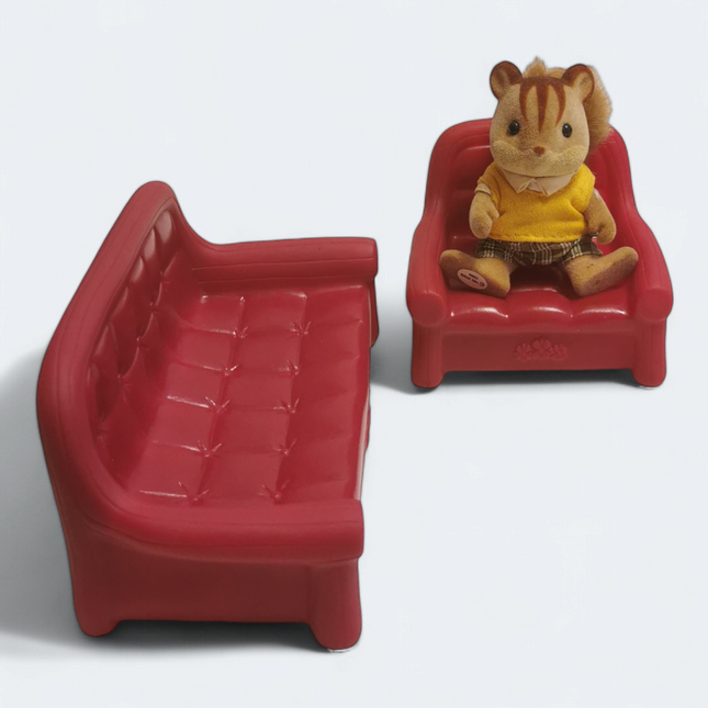 Dollhouse Burgundy Red Sofa & Chair Set – Lil’ Woodzeez (Pre-Owned)