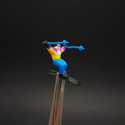 Toy Miniature Skiing Man in Blue Outfit – 1" Diorama Figure (Pre-Owned)