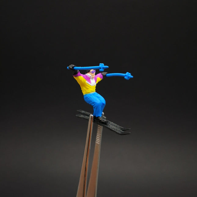 Toy Miniature Skiing Man in Blue Outfit – 1" Diorama Figure (Pre-Owned)