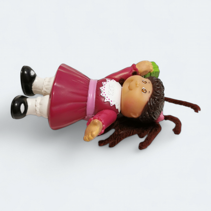 Cabbage Patch Kids Girl in Dark Red Dress – 3" McDonald's Topper (1992, Pre-Owned)