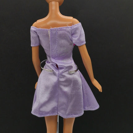 Mattel Barbie 90s Purple Off-the-Shoulder Dress – 12" Outfit (Pre-Owned)