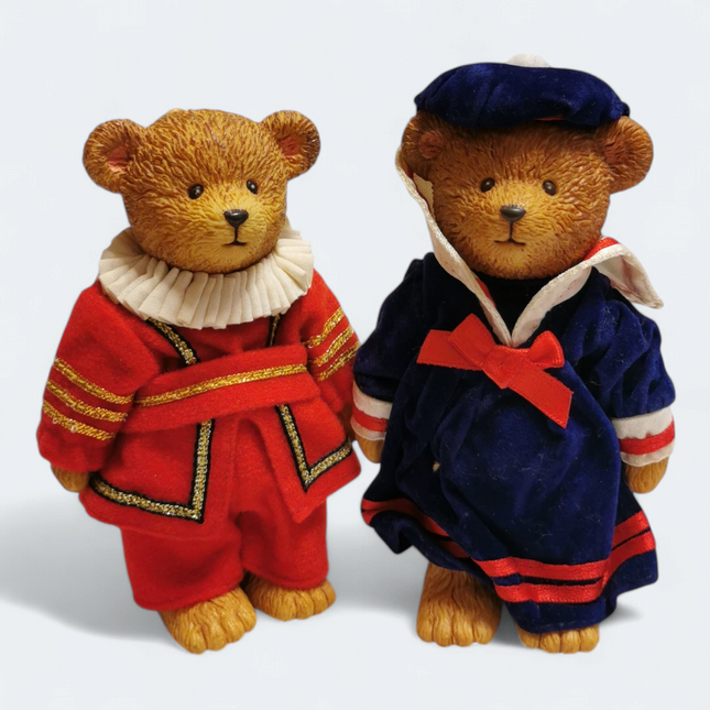 Russ Teddy Town Bear in Nobleman Outfit – 4.5" Figure Lot of 2 (Pre-Owned)