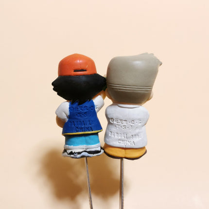 Vintage 1998 Pokemon Ash & Professor Oak Finger Puppet – 1.5" (Bandai, Pre-Owned)