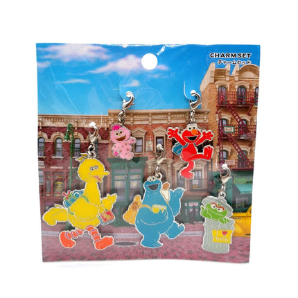 Sesame Street Big Bird Elmo Oscar Cadabby – Set of 5 Enamel Keychain (Japan, Pre-Owned)