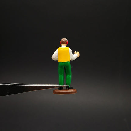Miniature People Timekeeper Coach Crew – 1.75" Figure Race Car Diorama (Rare, Pre-Owned)